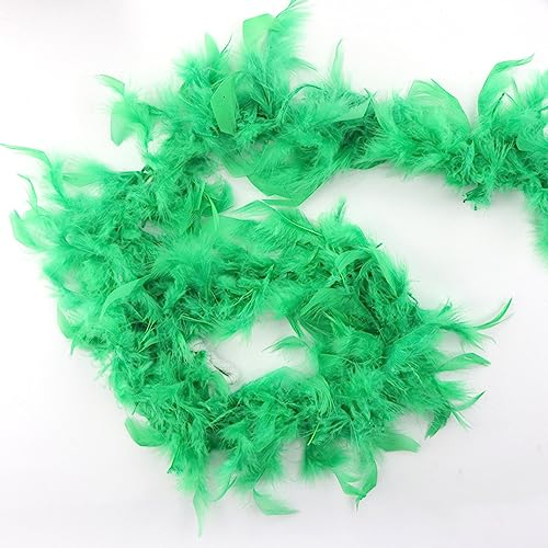 Wambere 1 Stück 2m Länge Federboa Truthahnfederstreifen,Feder Boas Zubehör,Federstola Federschal Kostüm,Kostüm-Accessoire,für DIY-Blumenstraußverpackungen, Maskeradekleider, Abschlussballpartys,Grün