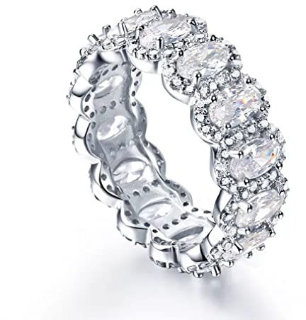 S925 Sterling Silber Oval Zirkon Hochzeit Verlobungsringe Größe 5-10 Damen Schmuck Geschenk