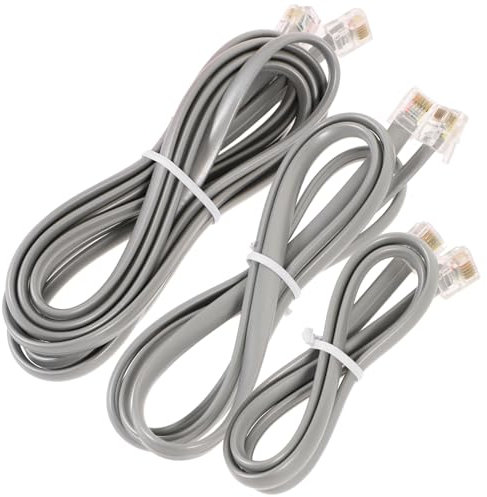 PartyKindom 3pezzi Cavo Prolunga Telefono Pc Connessione Fissa Per Modem Fax e Telefono Argento Resistente e Facile Da Usare