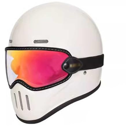 Retro Motorradhelm Integralhelme, Motocrosshelme Mit Schutzbrille, Vintage Motorrad Open Face Helme Herren Damen, Offener Motorrad Helm DOT/ECE-Zulassung (Color : F, Size : M=(57-58cm))