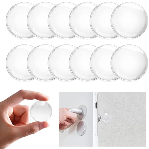 12 pièces Transparentes Tampon de Porte Autocollant, Butée de Poignée de Porte Murale Stop Porte pour Portes De Placard, Cuisine,Salle De Bain,Bureau(40 x 8 mm)