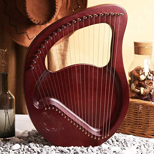 Edge to Lyre-Harfe, 24 Saiten, tragbares Saiteninstrument und Stimmschlüssel für Musik/Kinder/Erwachsene/Anfänger/Profi/Geschenk, Mahagoniholz, Grün-Rot