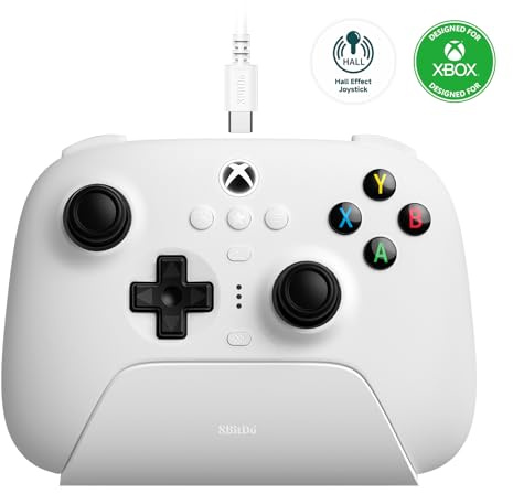 8Bitdo Ultimate 3-mode Controller for Xbox, Hall Effect Joysticks, Compatible with Xbox Series X|S, Xbox One, Windows, and Android - Officially Licensed (White)