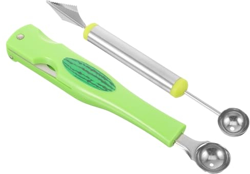Mikinona 2pezzi Cucchiai per Melone Strumenti Multiuso per Affettare e Scavare Frutta Include Cucchiaio Scavino e Coltello per Intaglio Facile da Usare Duraturo per Occasioni con Amici e