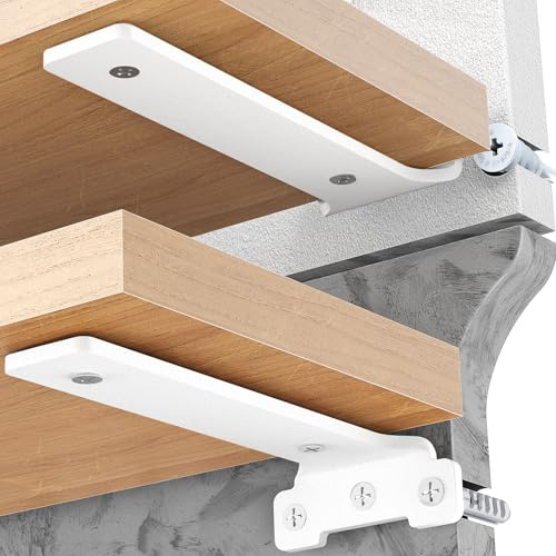 Yeabett 4 Stück Regalhalter 30cm, Schwerlast Regalwinkel | Metall Regalträger mit Schrauben | 70 kg Tragkraft | für die Wandmontage | einfache Montage | stabil | Weiß