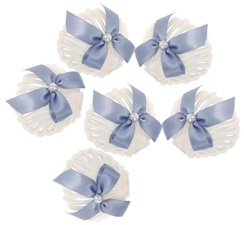 Garneck Caja de Dulces con Forma de Concha, 6 Piezas, Reutilizable y Resistente, con Cintas, para Bodas y Fiestas, Decoración Delicada