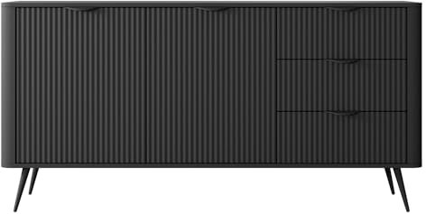 Feldmann Preiswert Wohnen Sideboard Lante Kombikommode 163x38x81cm schwarz abgerundet
