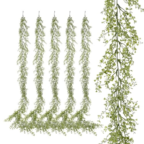YVONNEYI 6 Stück Blätter Girlande,1,7m Kunstpflanze Girlande Grün, Efeu Künstlich für Hochzeit, Balkon, Terrassen, Zimmer, Wanddeko, Gartendeko, Tischdeko, Indoor/Outdoor - 039