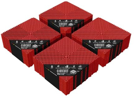INDIVIDUALise your CAR Garagebodenfliesen - Garagenboden Belag Fliesen Garagen Boden Matten Werkstatt Kunststoff Belag Werkstattboden Klickfliesen Platte Garage Tile - Rot