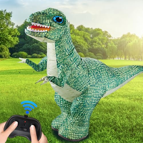 OBEST Fernbedienung Dinosaurier Spielzeug, 90CM Aufblasbarer Elektrischer Dinosaurier, 2.4GHz RC Wiederaufladbarer Ballon, 360° Rotation Gehen,Schnelle Inflation, Kinder Überraschungsgeschenk