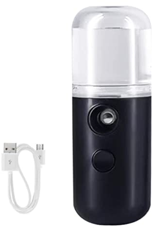Face Mister - Mini rociador de agua de 30 ml para botella de spray facial recargable por USB, práctico pulverizador para hidratar el cuidado de la piel, maquillaje, herramientas de belleza negras