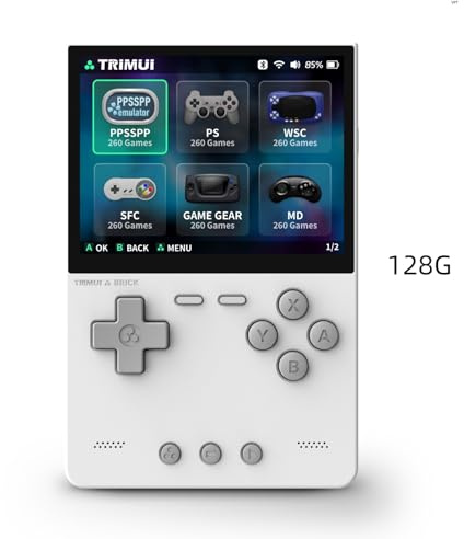 TRIMUI Brick Handheld Game Console, Mini Game Player Compatible with 3.2 inch IPS High-Definition Screen, Portable Video Game Console (White 128G)