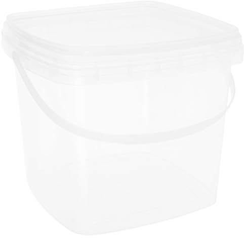 Alipis Square Plastic Bucket with Lid and Handle 2L Leakproof Food Storage Container for Outdoor Camping Picnic Household Use