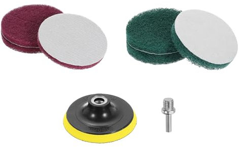 sourcing map 6 Stück 10,2 cm Nylon-Reifen-Scheuerschwamm, Körnung 240/400, Scheuerschwämme, Reifen und Schlaufe, Oberflächenbehandlung, Bohrer, Scheuerscheibe, Grün/Rot