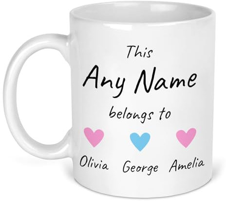 Chicken Craft Personalised 'This Mummy Belongs to' Mug – Custom Name & Heart Design – Gift for Mum, Mother's Day, New Mum, Birthday, Baby Shower (Custom (Any Name))