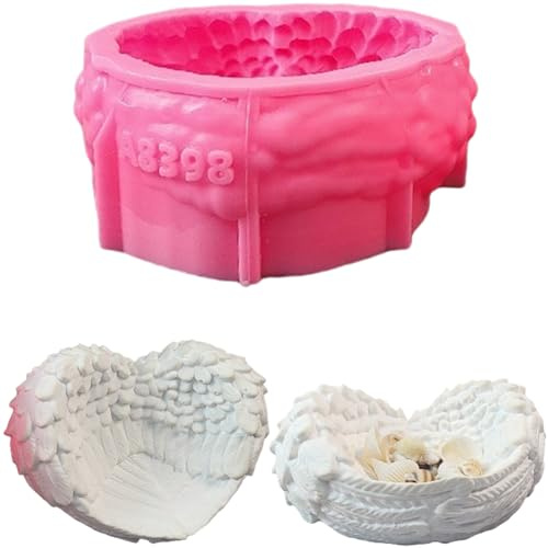 ALEFBET Stampo in silicone a forma di ali a forma di cuore, stampi in silicone per colata, stampi in resina epossidica, stampi per colata in silicone, stampi in resina epossidica, stampi per gesso per