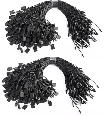 2000Pcs 7 Nylon Hang tag String Fasteners,String for Tags,Snap Lock Pin Loop Fastener Hook Ties Easy and Fast to Attach,Black
