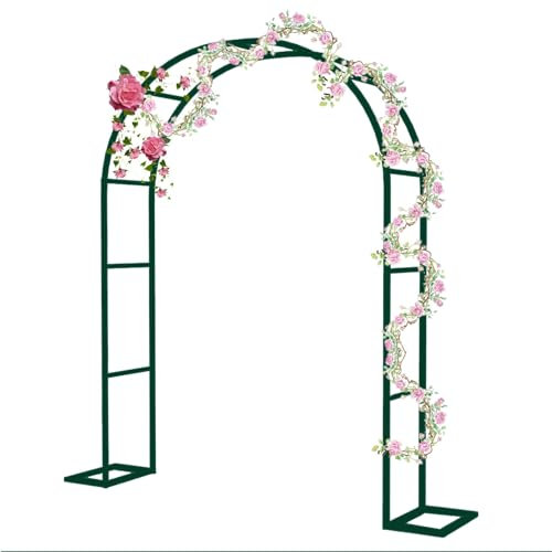 Metall-Gartenbogen-Spalier für Kletterpflanzen, Stahllaube mit Sockel, Hochzeitsbogen für Gartendekoration, 3 m hoch, grün, Terrassenlaube, 300 cm x 220 cm, rostbeständiges Design