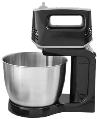 Batteur Electrique 600W avec Récipient Autorotant de 3L, Deux Fouets et Deux Bâtonnets de Pâte, Ordinateur de Poche et de Bureau, 5 Vitesses Réglables, pour œuf, Gâteaux Confitures et Crème etc