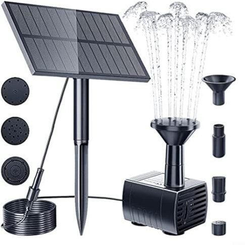 Bomba solar de fuente de agua de 5 W, caudal de 160 l/h y altura de pulverización de 50 cm, motor sin escobillas para baño de pájaros/estanque/acuario, panel solar de 5 V con activación de 3 segundos