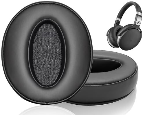 Ersatz Ohrpolster für Sennheiser HD 4.50BT, HD 4.50BTNC, HD 4.50SE, HD 4.40BT, HD 4.30G, HD 4.20S, HD 458BT, HD 450, HD 450BT, HD 400S, HD 350BT, HD300 - HD4.50 PL, mit Weichen Proteinleder (Schwarz)