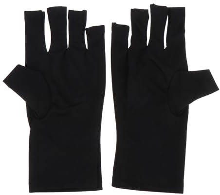 PACKOVE 2Pcs Anti Uv Half Finger Manicure Gloves, Breathable Polyester Protection Wear Uv Gloves for Nail Care