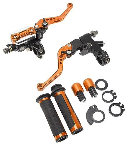 EBTOOLS 2PCS Levier de Frein à Moto en Aluminium Premium pour 22 Mm - Idéal pour le Scooter, le Vélo de Sport et le VTT - Installation Facile, or (ORANGE)