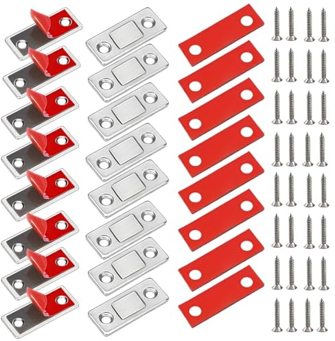 JUGUTA Iman Puertas Armario 8 Pcs Cierre Magnetico Ultra-Fino Pestillo Puerta Corredera Armario, Iman Adhesivo De Cocina Mueble Cierre Cajones Alacena Clausura