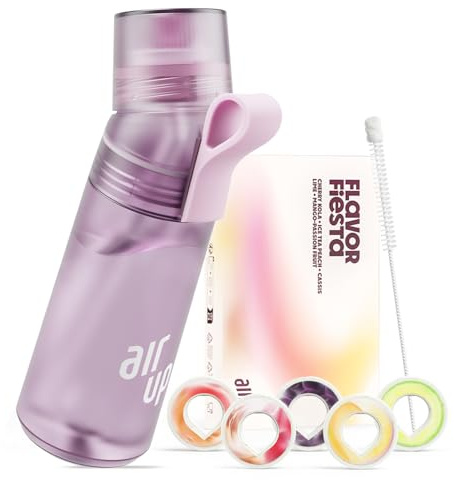 air up Bouteille d'eau originale Twist Pro Lavande - Kit de démarrage original avec dosettes en 5 saveurs + brosse à paille - 600 ml - Passe au lave-vaisselle - Sans BPA