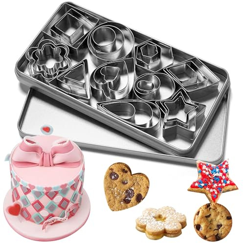 Mini Emporte-pièces, 30 Pièces Petits Emporte-pièces en Acier Inoxydable, emporte-pièces géométriques, en acier inoxydable, pour la pâtisserie de Noël