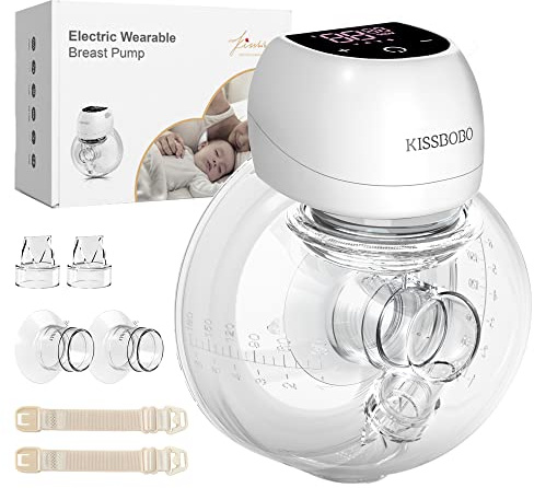 KISSBOBO ABP-1508PRO Hands Free Electric Breast Pump, White 1 Pack