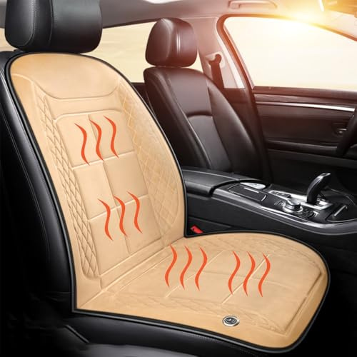 Möge Winter Sitzpolster Auto Fahrersitz Bequemer Sitzkissen Auto Universelles Autositzauflag Vordersitz Zum Erwachsene LKW, SUV Oder Transporter(Beige,1 pcs)