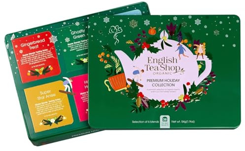 English Tea Shop® | Collezione Tè BIO ai Sapori delle Feste | Mix Tè Tisane Lattina Metallo | Cofanetto Regalo Infusi Natale - 36 Filtri Misti (54 Gr)