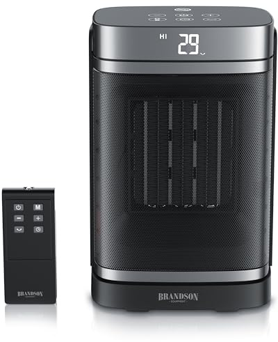 Brandson - Heizlüfter energiesparend leise - Oszillation - mit Fernbedienung - Preisträger - ECO Modus - 2 Stufen - Kindersicherung - Timer - Heizung Keramik Heater - Bad Wohnzimmer Büro Kinderzimmer