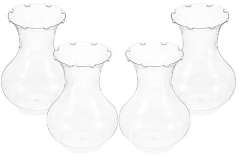 VALICLUD 4pcs Plastic Hyacinth Propagation Vases, Small 15cm Indoor Plant Containers for Desk Propagation and Wedding Centerpieces