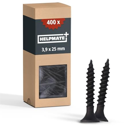 HELPMATE – Schnellbauschrauben Feingewinde 3,9x25 mm – 400 Stück | Für Metallprofile – phosphatiert und mit PH2‑Antrieb – Trompetenkopf zum bündigen Versenken