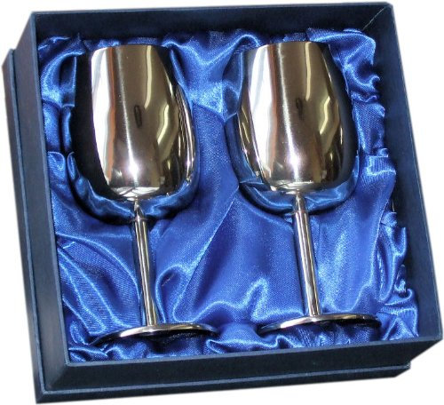 Acero inoxidable copas de vino (en caja de regalo personalizado