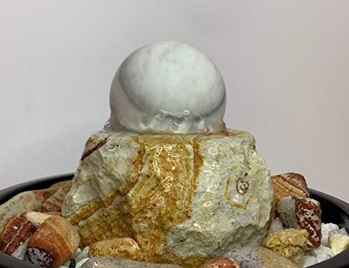 Zimmerbrunnen Kugelbrunnen Wien in Keramikschale d: 22 cm (Schalenfarbe: Schwarz)