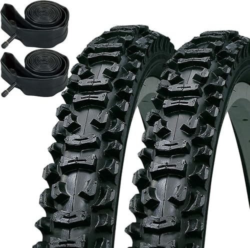Kenda Smoke 26 x 1.95 Mountain Bike Knobbly Tyres & Schrader Inner Tubes (Pair)
