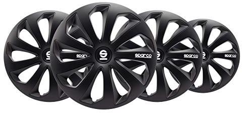 Sparco SPC1570BK Copricerchi, Nero, 15, Set di 4