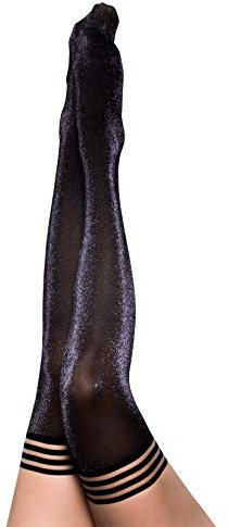 Kix'ies Thigh Highs | Thigh High Womens Stockings with No Slip Grip Stay Ups Thigh Bands | Womens Thigh High Stockings | Sexy Thigh High Stockings & Lingerie for Women (Kaylee Glitter Black | 1314C)