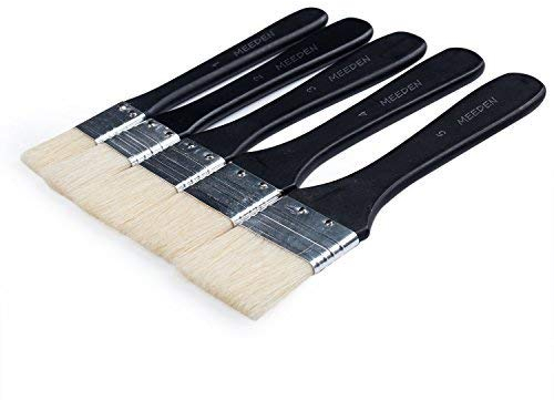 MEEDEN Malerpinsel-Set mit großen Schweineborsten, flache Pinsel für Acryl, Ölmalerei und Handwerk, kurzer Griff, 5 Stück