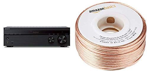 Sony STRDH190.CEK 2 Channel Amplifier with Phone Input and Bluetooth - Black & Amazon Basics 16-Gauge Speaker Wire 1.3 mm² - 30.48 m (100 feet)
