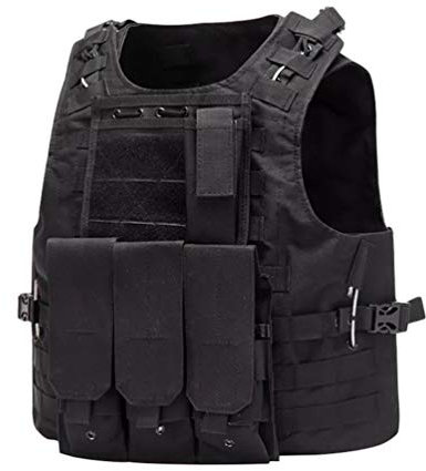 Sentaoa Taktische Weste Herren Militär Tactical MOLLE Weste Armee Airsoft Weste Für Jagd CS Outdoor (Schwarz#1, One Size (59 * 51))