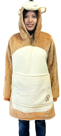Plushible Oversized Blanket Hoodie - Comfy Snugible Wrap Cape & Front Pocket for Kids, Soft Fleece Wearable Blanket Hoodie - Bear