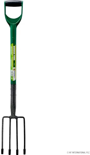Garden Border Digging Fork - Gardening Hand Tool Carbon Steel 4 Tooth Handle Heavy Duty | Cultivating All Types Of Soil | Garden Pitchfork Tool For Gardening & Digging