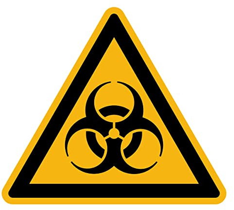 Aufkleber Gefahr Warnung NF ISO 7010 - Selbstklebende Plastifizierte Dreiecksplatte Wasser- und UV-beständig - Biologisches Risiko - 20x20 cm | Gefahrenschilder/Warnhinweis NF ISO7010, vorgeschnittener, wasserfester Aufkleber, blasenfrei, dreieckiges Format