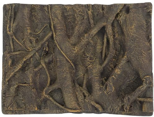 POPETPOP 3d Aquarium Background Board Terrarium Background Board- Root 3d Background Plate Reptile Tank Decoration Amphibian Bark Backdrop for Aquarium Fish Tank Reptile Turtles