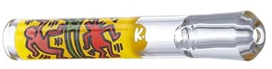HIGHER STANDARDS K.Haring Taster Keith Haring Artwork - Hand-Applied Designs - Large Bowl Capacity - Premium Borosilicate Glass - Yellow