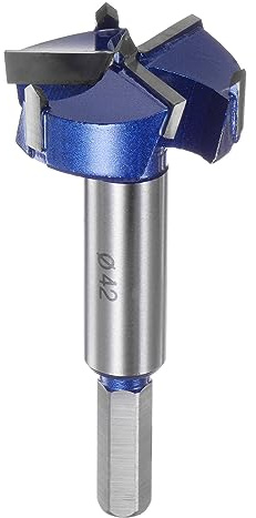 sourcing map Forstnerbohrer, 42 mm, Wolframkarbid, 3 Flöten, Bohrer-Bit, Forstnerbohrer für Scharnier, Holz, Lochbohren, Holzbearbeitung
